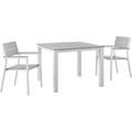 Primewir 3-Piece Maine Outdoor Patio Dining Set White Metal & Light Gray plywood EEI-1743-WHI-LGR-SET